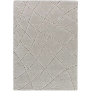 MOLIER Alfombra shaggy con formas abstractas en plata, varias medidas disponibles.