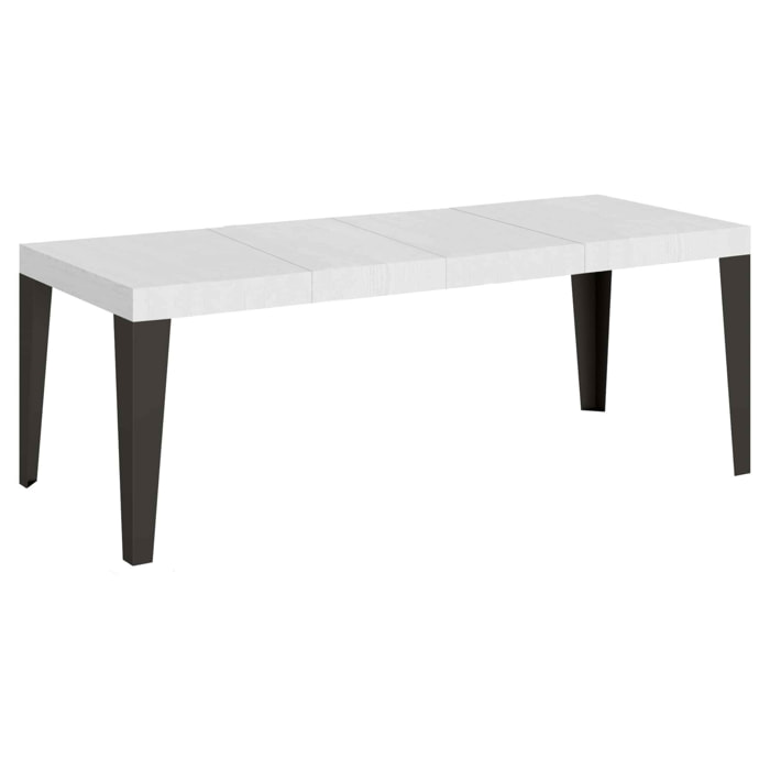 Table extensible 90x160/264 cm Flame Premium Frêne Blanc cadre Anthracite