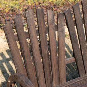 Banc de jardin 2 places Adirondack style rustique chic accoudoirs roues charette bois sapin traité carbonisation