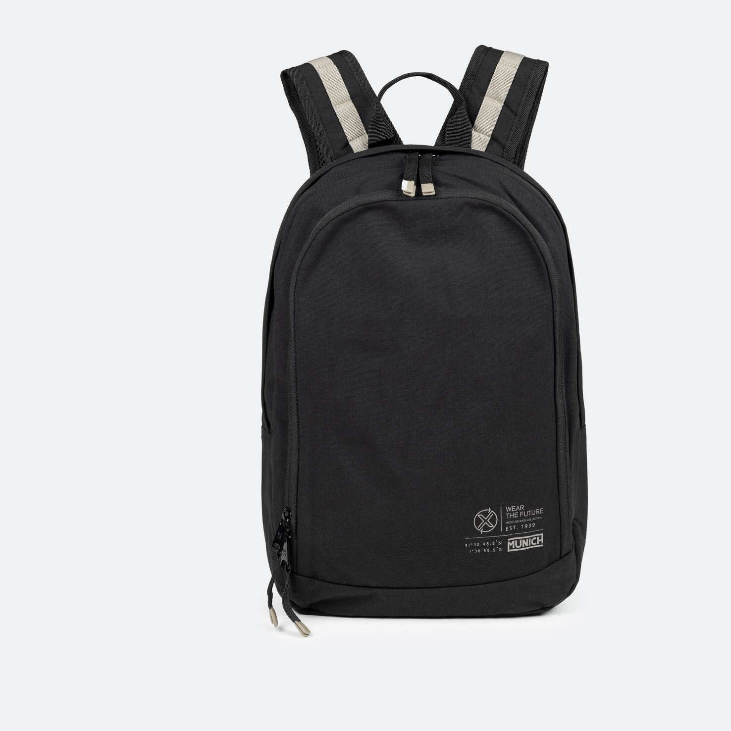 Mochila Sostenible de Doble Compartimento Negra TECA RECYCLED. BACKPACK.