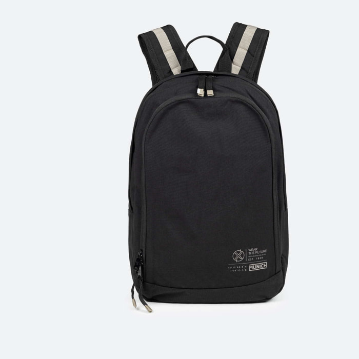 Mochila Sostenible de Doble Compartimento Negra TECA RECYCLED. BACKPACK.