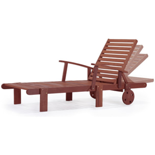 Lot de 2 bains de soleil pliant en bois exotique "Tokyo" - Mahogany - Marron acajou