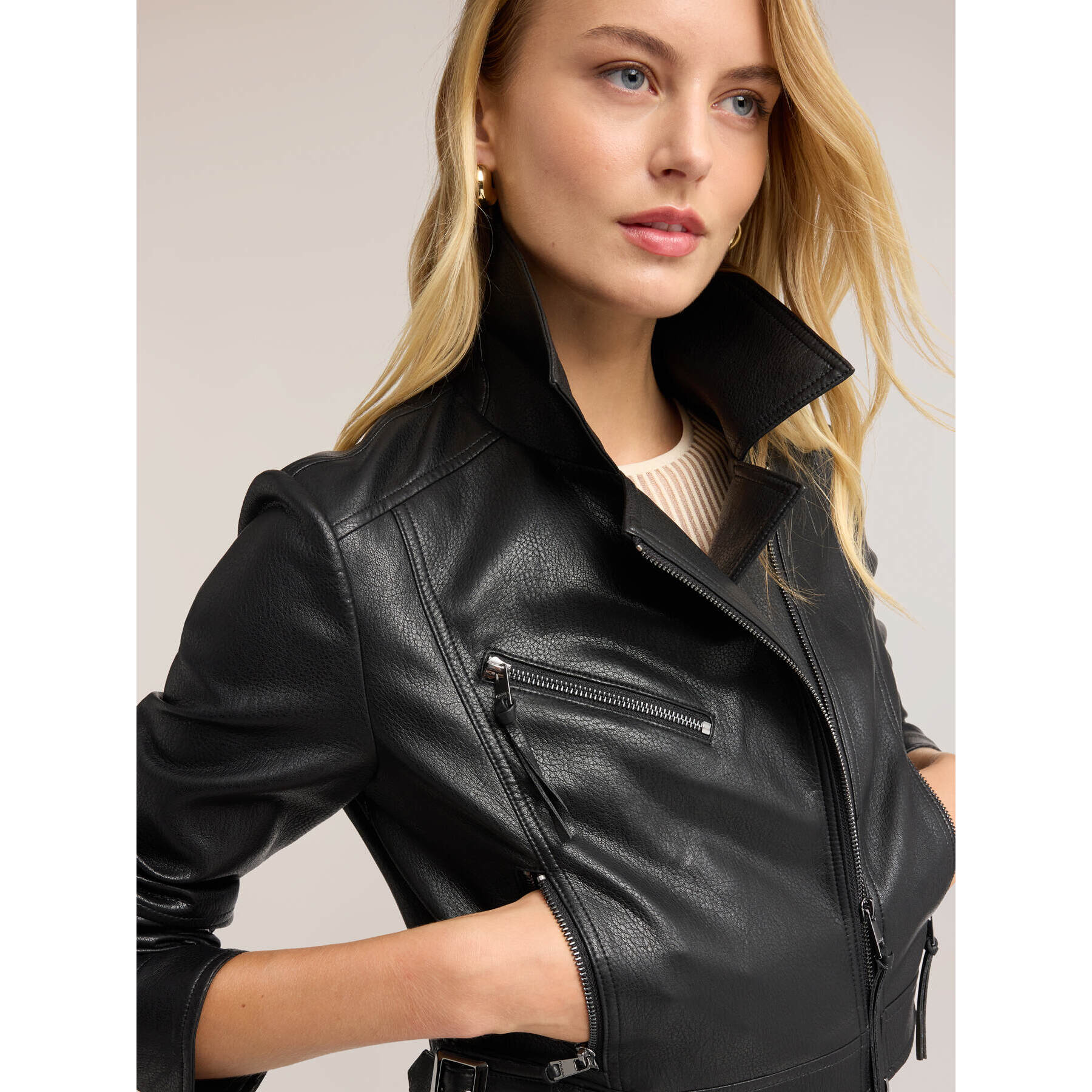 Motivi - Giacca chiodo con zip asimmetrica - Nero