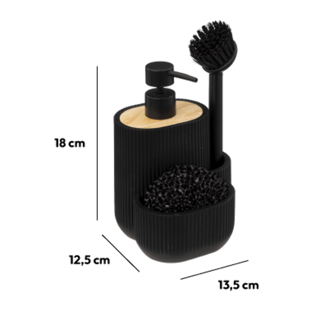 Distributeur savon avec accessoires 500ml "Blackwood" noir