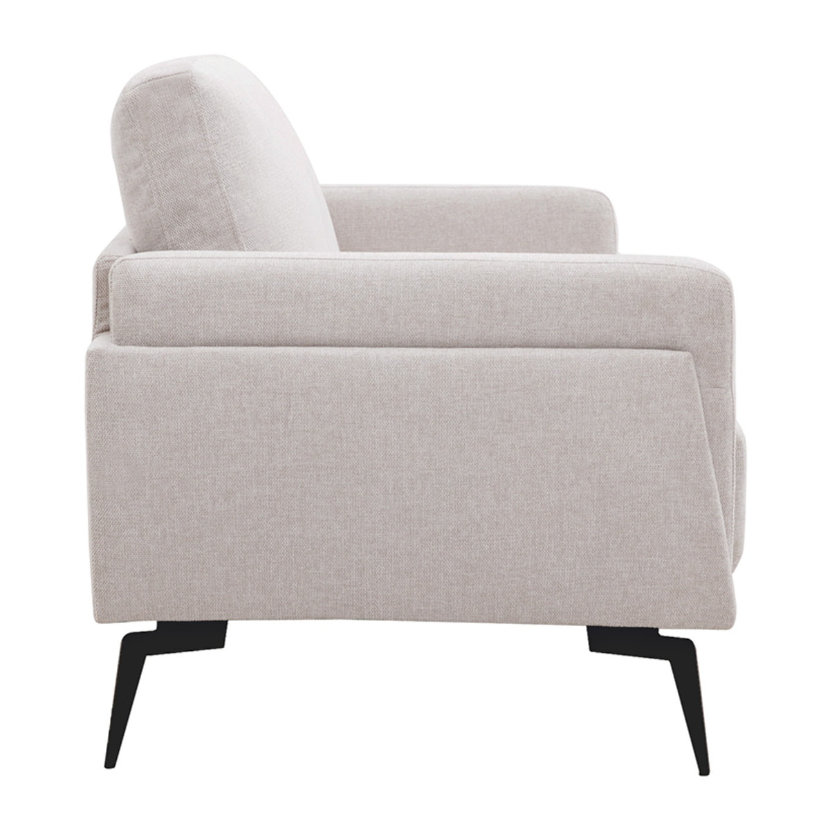 Canapé design 2 places en tissu effet velours texturé beige et métal noir MOSCO