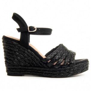 Sandalias de Cuña - Negro - Altura: 10 cm