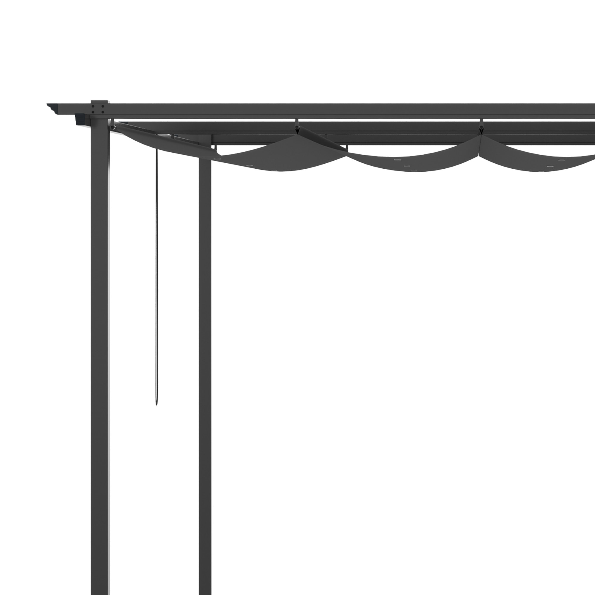 Pérgola de Pared de Jardín 4x3 m Gazebo Exterior Cenador con Techo Retráctil Tela de Poliéster y Marco de Acero para Patio Terraza Balcón Gris Oscuro