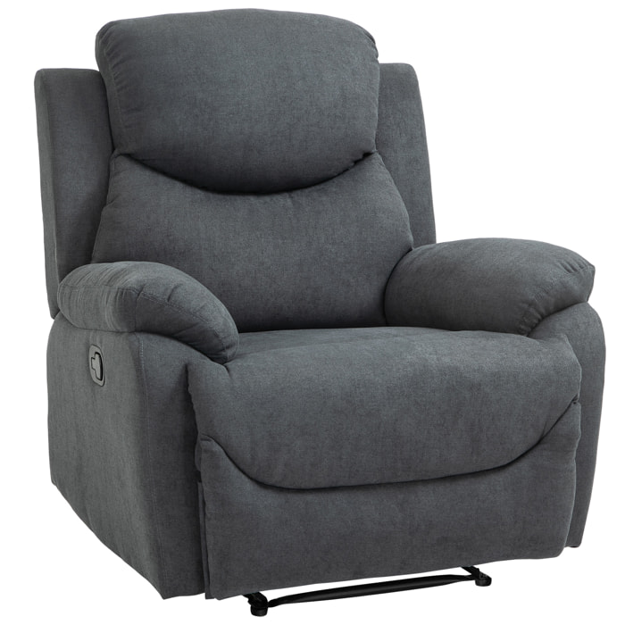 Sofá Reclinable con Reposapiés Cojín 97x96x105,5cm Gris