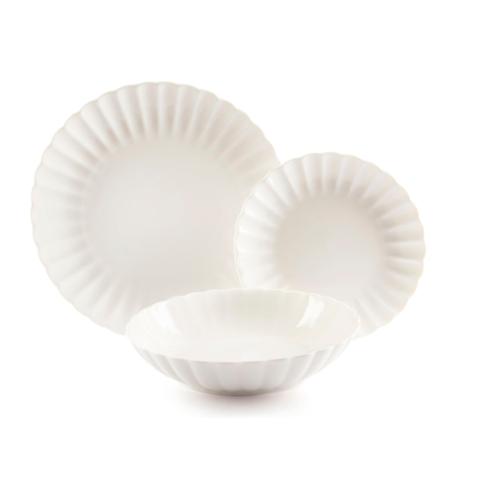 Service 18 Assiettes Excelsa – Elisir, Porcelaine Blanche