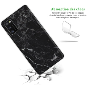 Coque Samsung Galaxy A41 360 intégrale transparente Marbre noir Tendance Evetane.