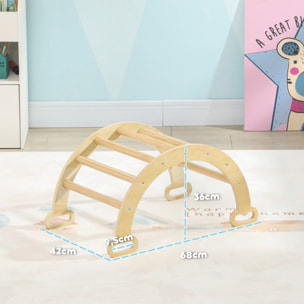Arche d'escalade enfant - parcours motricité - dim. 68L x 42l x 36H cm - bois pin