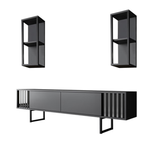 Meuble TV en bois "Chrome Line" - 180 x 30 x 48 cm - AnthraciteNoir