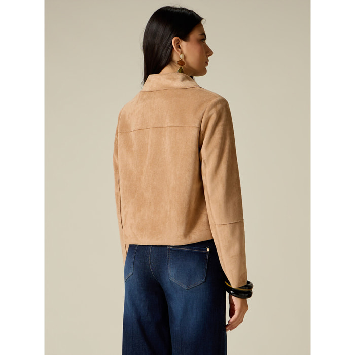Oltre - Chaqueta boxy con botones heráldicos - Beige