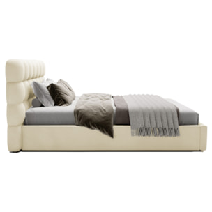 Lotus - lit coffre - 140x200 cm - sommier inclus - en velours - Beige