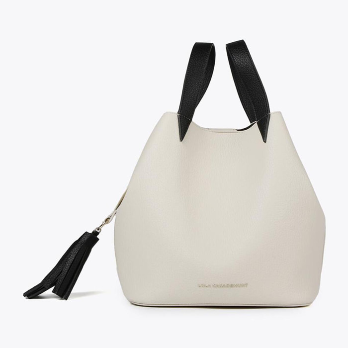 Borsa bicolore con nappa