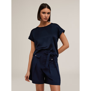 Motivi - T-shirt bimaterica - Blu