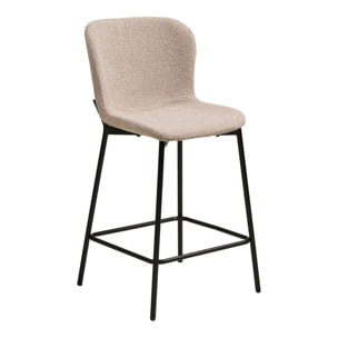 Set 2 sgabelli counter Maceda in bouclé beige con gambe nere 47x55x95 cm