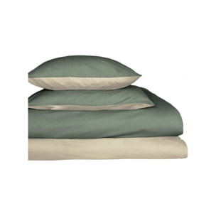 Housse de couette coton beige/vert et motif 240x220 cm - ASTI 885