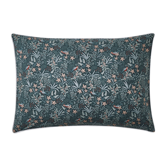 Housse de coussin imprimée en percale de coton, ODE NOCTURNE, Vert