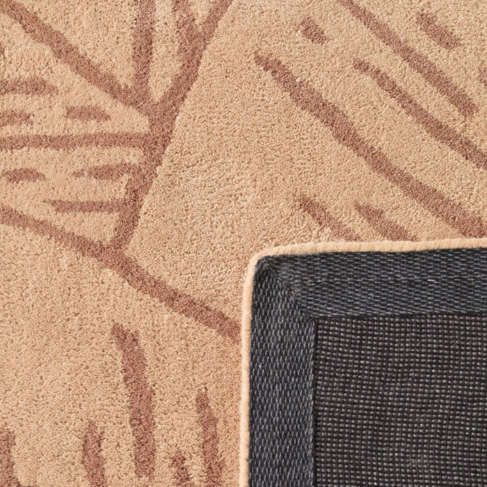 PANTONE - Tapis en laine fait main CEDRE BLANC à motif feuille marron