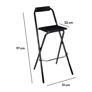 Chaise de bar pliante Noir Louna