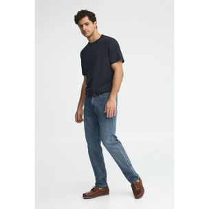 Maglietta blu marino a maniche corte e ricamo Rigby Go