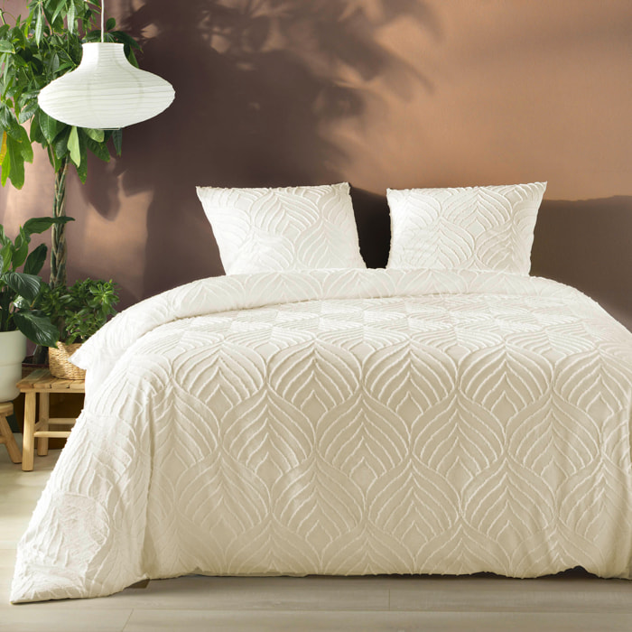 Parure de lit 3 pièces tufté - Ivoire