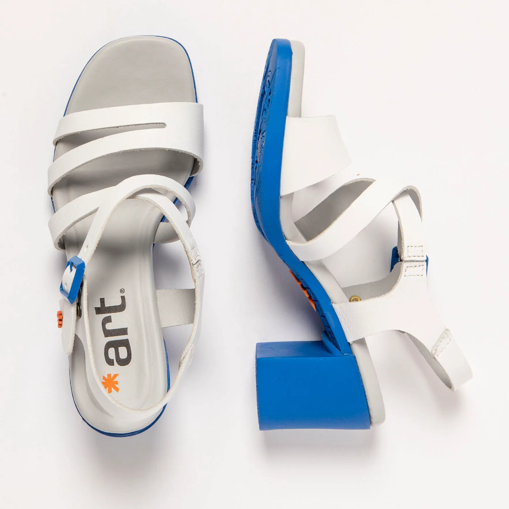 Sandalias con tacón 1840 NAPPA WHITE-BLUE/ CANNES color White-blue