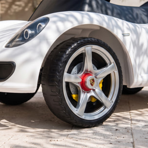 Correpasillos para Bebés de 18 a 36 Meses, Licencia de Porsche, Coche sin Pedales con 2 Faros, Bocina, Sonido de Arranque, para Interior y Exterior, 63x28,5x38 cm, Blanco