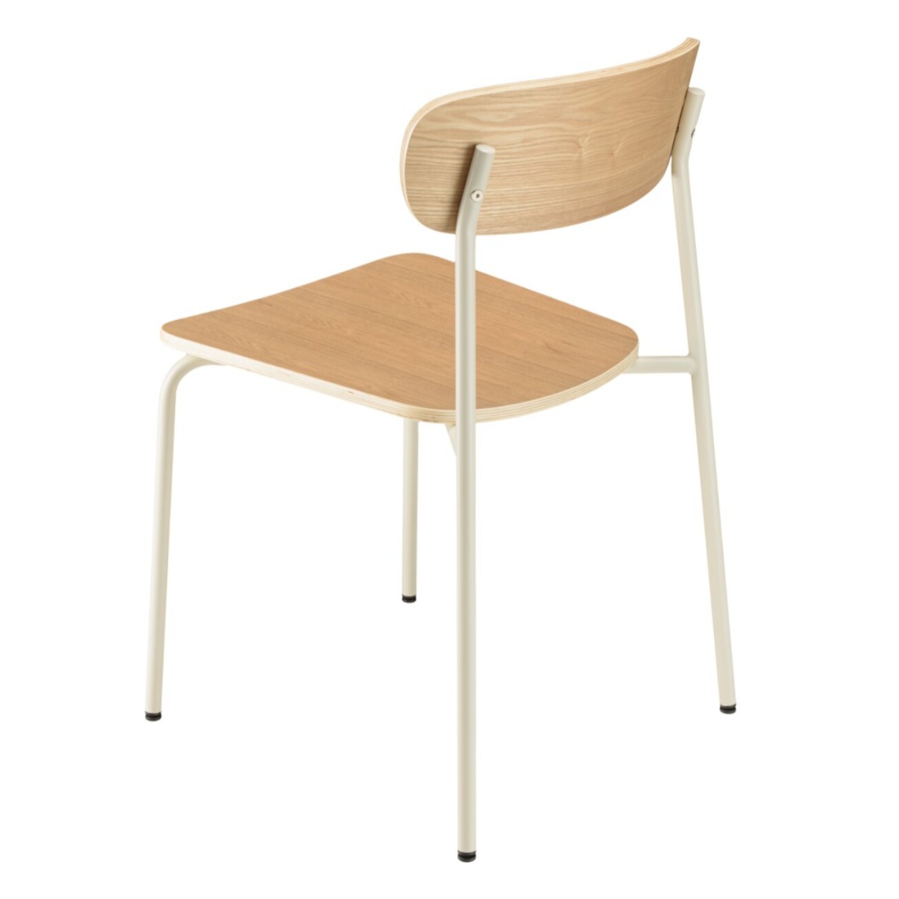 TOM - Lot de 2 chaises « écolier » en bois de frêne pieds acier blanc