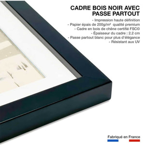 Affiche enfant lapin sous la neige  Affiche sous cadre noir