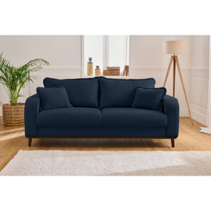 Albane - canapé 3 places - en velours côtelé - Bleu Ardoise