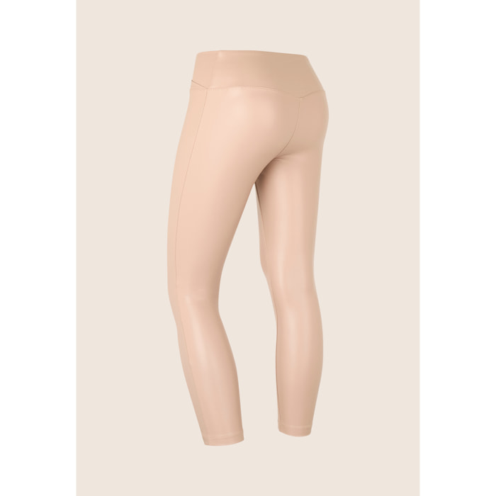 Leggings 7/8 vita regular effetto lucido con incrocio