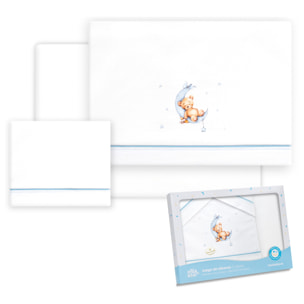 Triptico Coche Estampado Oso Luna Estrellas Bco/Azul