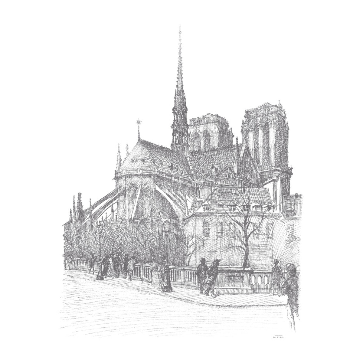 Papier peint panoramique Notre Dame - Un décor mural de 4 lés (192x270cm), créé et fabriqué en France