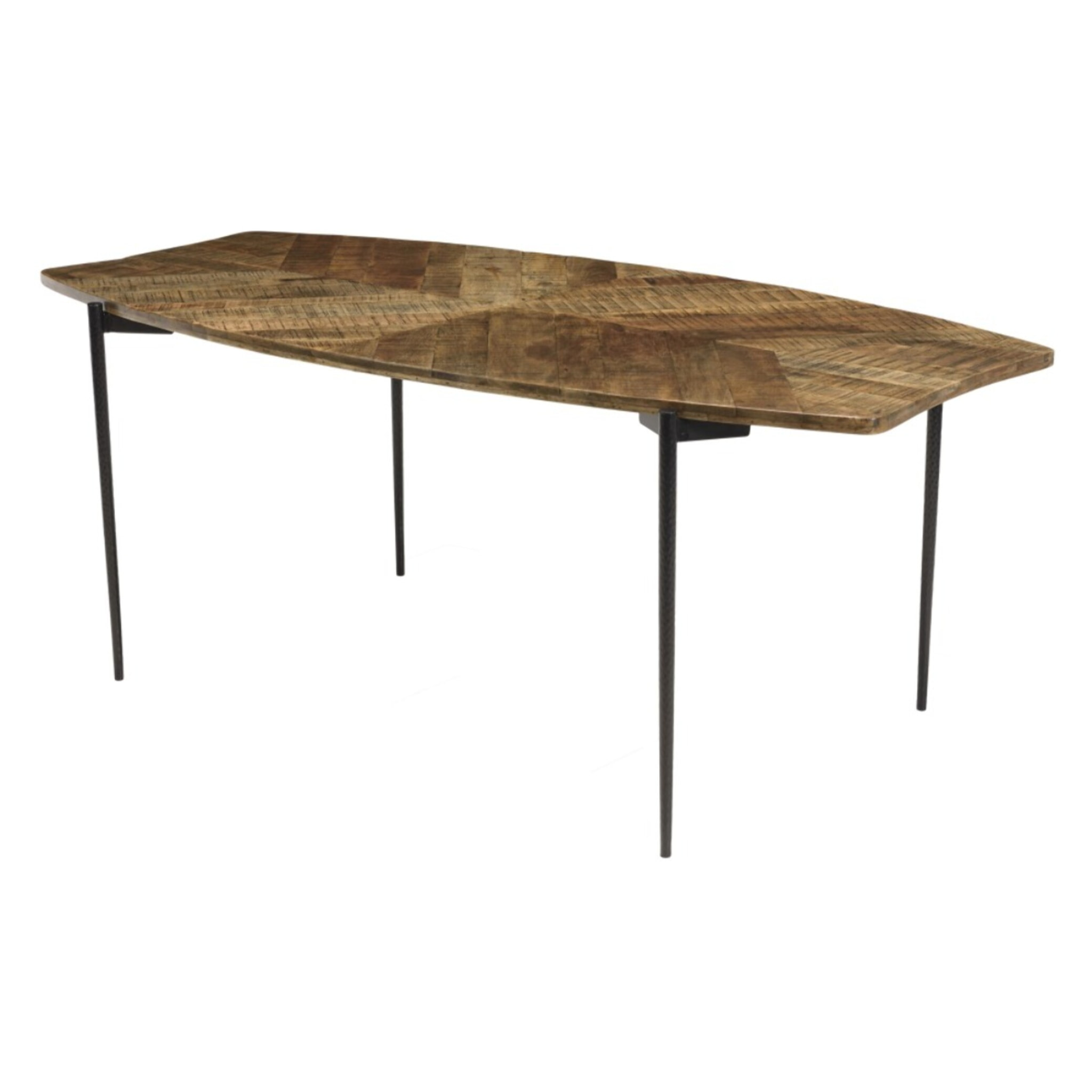 KIARA - Table à manger bords concaves 200x100cm bois recyclé