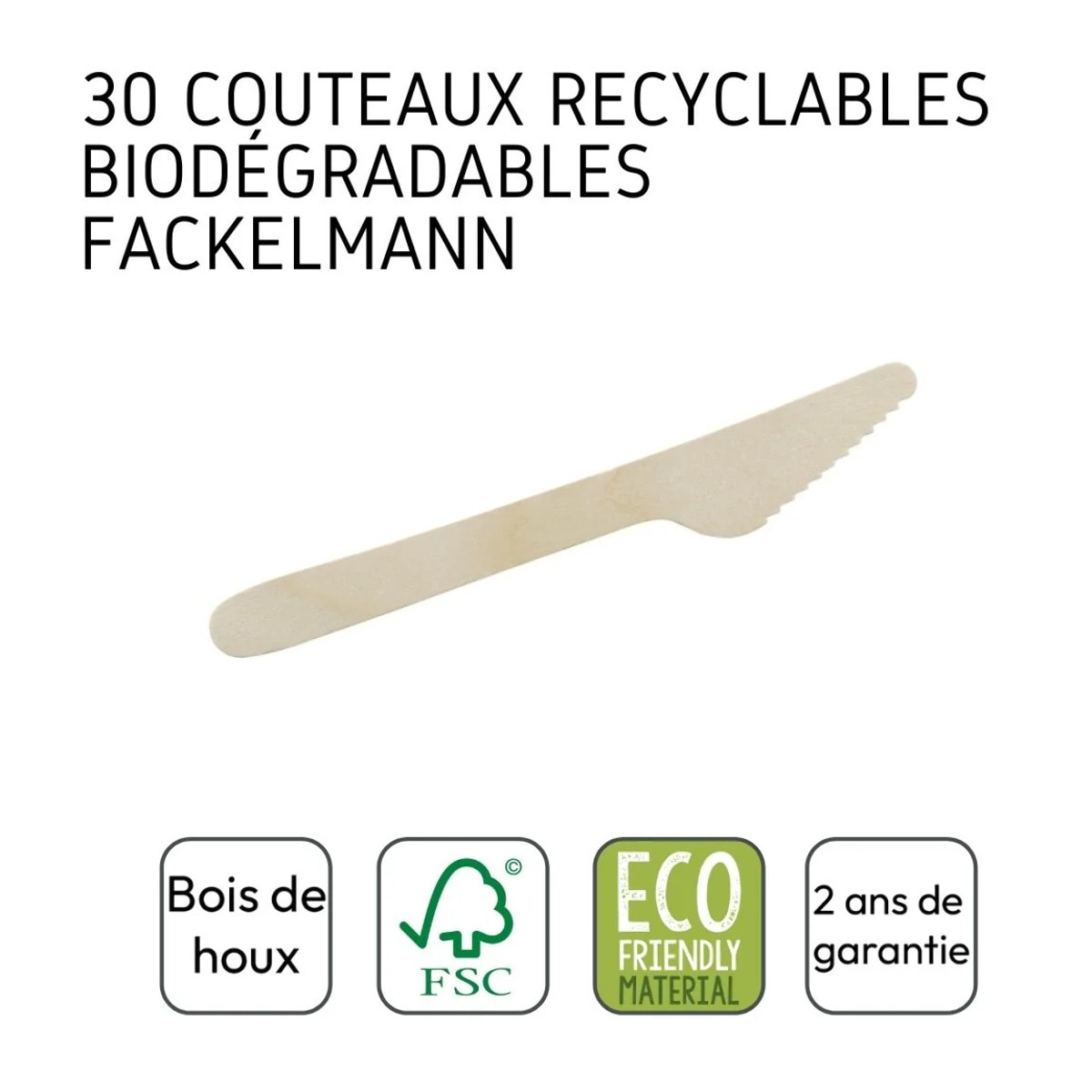 Couteaux en bois jetables Set de 2, dimensions 16,5 x 2,5 x 0,1 cm Fackelmann Move