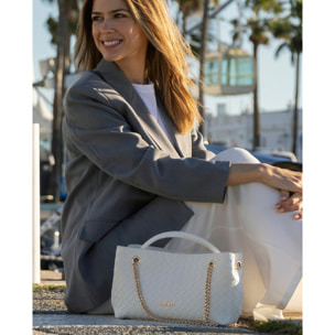 Bolso - Blanco - Medida: 33 cm x 18 cm x 9 cm