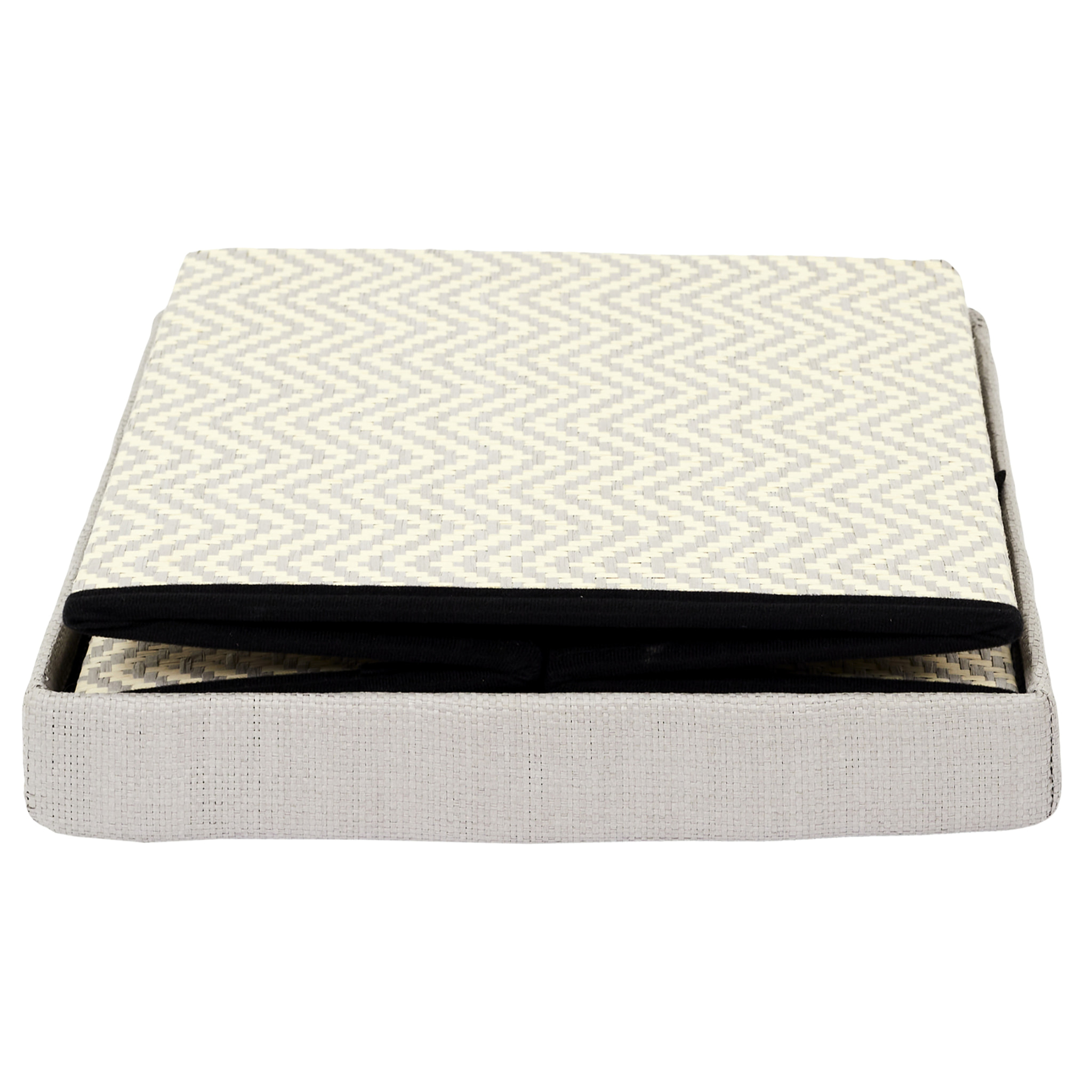 Coffre Pouf Pliable Tresse Gris