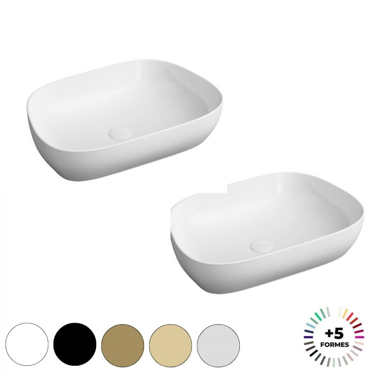 Lavabo double vasque à poser VITRA Outline, trapeze - blanc brillant Haut de gamme