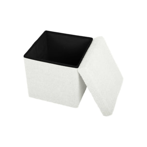 Lot de 2 tabourets de rangement blanc en bouclettes avec coffre pour enfant pliable