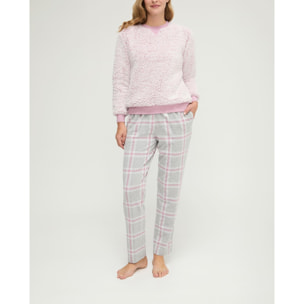 Pijama mujer de cuadros borreguillo