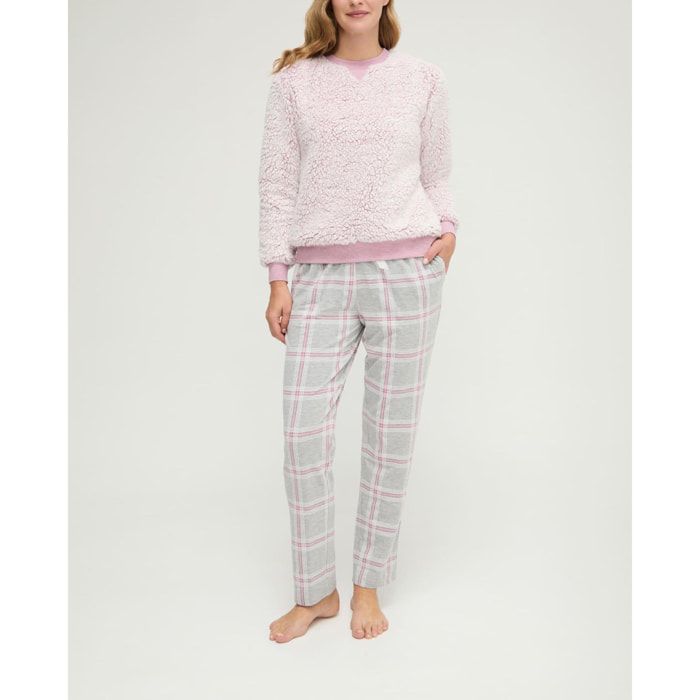 Pijama mujer de cuadros borreguillo