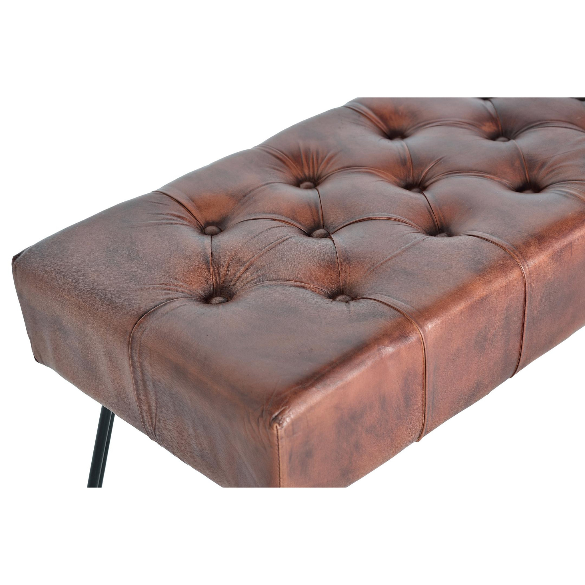 Banco de Piel Caprina 96 Cm Estilo Industrial Moderno