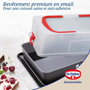 Moule à charnière rectangulaire avec couvercle de transport 42 x 29 x 7 cm Dr. Oetker Back-Idee Kreativ