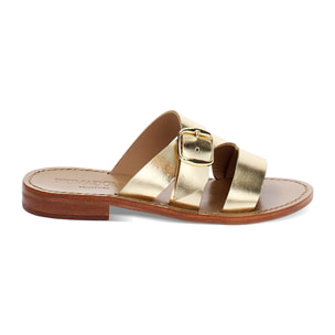 Sandales basses or en vache avec boucle