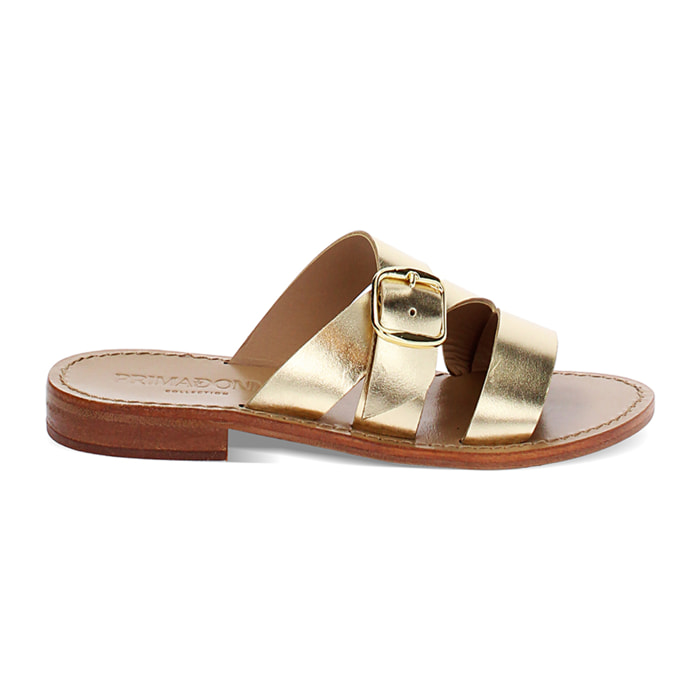 Sandales basses or en vache avec boucle