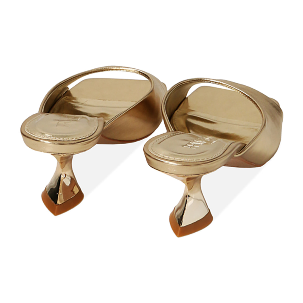 Mules dorados, tacón de 5,5 cm