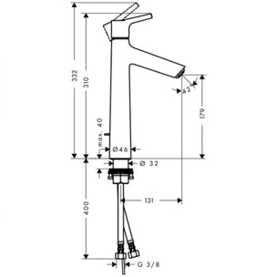 Mitigeur de lavabo 190 avec tirette et vidage chromé Talis S