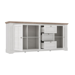 Buffet en bois effet chêne clair blanchi L204cm - ILONA